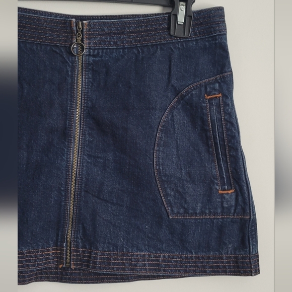 Abercrombie & Fitch Size 4 Blue Denim Full Front Zip Mini Skirt - Picture 3 of 7